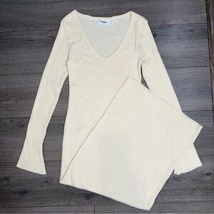 COOSH brand long-sleeve, v-neck ribbed sweater dress